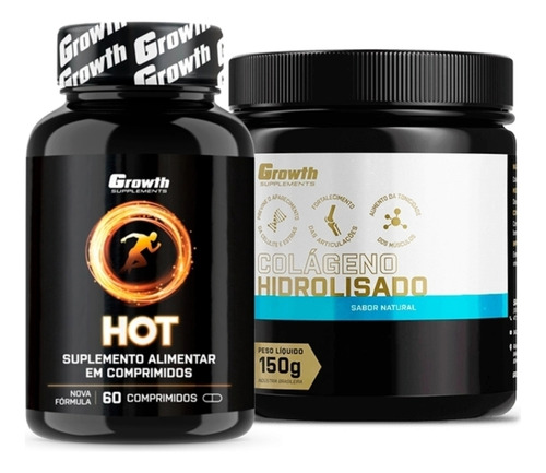 Hot Termogênico 60 Caps + Colágeno 150g Natural Growth