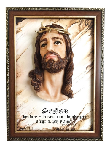 Cuadro Rostro De Jesús Figura De Resina Decorativa