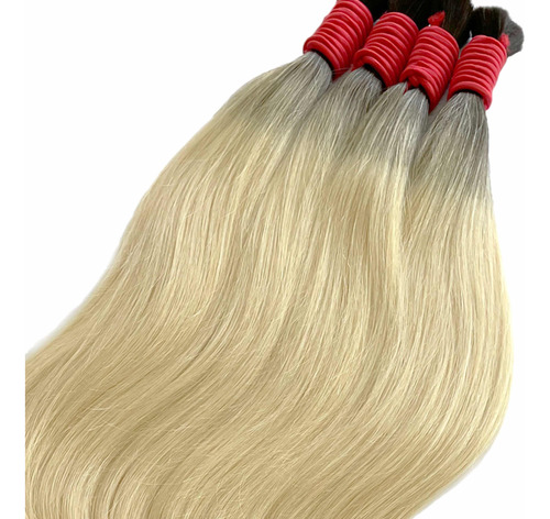 Cabelo Humano Natural Loiro Raiz Esfumada 75cm - 100 Gramas