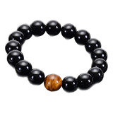 Pulseira Pedra Natural Obsidiana E Olho De Tigre 10mm