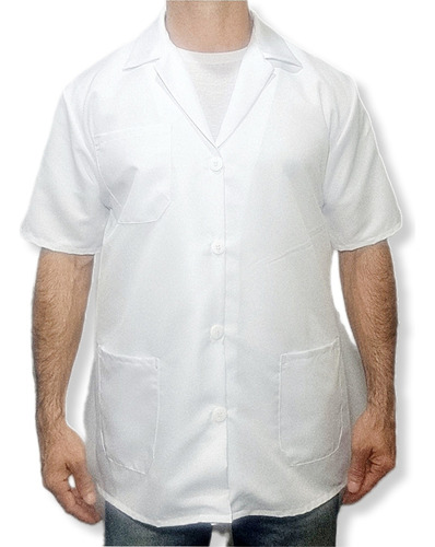 Kit Com 2 Jalecos Camisa Microfibra Manga Curta, Branco