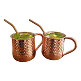 Set 2 Vasos Cobre Moscow Mule Mojito Bar + Bombilla Simplit