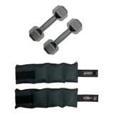 Kit Set Gym 2 Mancuernas 2 Kg + 2 Tobilleras 2 Kg 