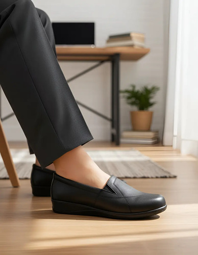 Zapato Confort Piel Casual Punta Cuadrada Resortes Laterales