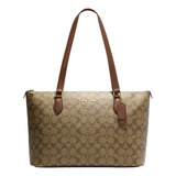 Bolsa Coach Gallery Tote Ch504 Ime74 Miel Acabado De Los Herrajes Oro Color Caqui Color De La Correa De Hombro Marrón Diseño De La Tela Liso