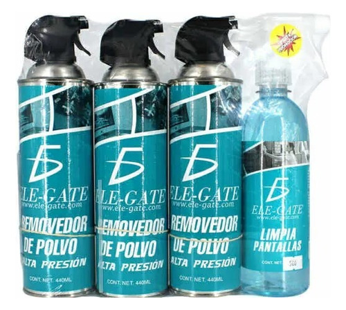 Kit 3 Removedores De Polvo 440ml + 1 Limpiador De Pantallas 