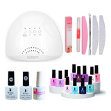 Kit Gelish 12pz Lámpara Base Top Limas Aceite Cutícula 