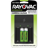 Carregador De Pilhas Recarregáveis Bivolt + 2 Pilhas Rayovac