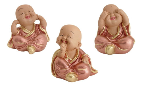 Trio De Buda Bebê Cego Surdo Mudo Baby Buda Estatueta 9 Cm