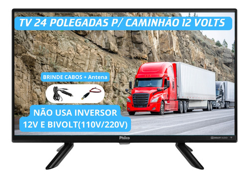 Televisão 24 Polegadas 12volts Caminhão + Antena 110/220v Hd