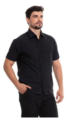 Camisa Social Masculina Manga Curta Slim Fit Luxo Promoção 