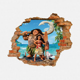 Adesivo Parede Infantil Decoração Buraco Moana Maui 75x95cm