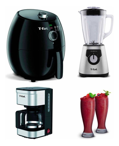 Combo T-fal Freidora De Aire + Licuadora + Cafetera +2 Vasos