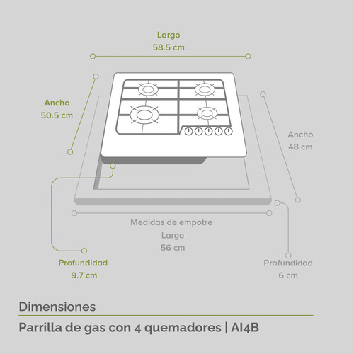 Parrilla A Gas Avera Ai4b Plateada 127v