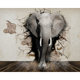 Elefante Rompiendo Muro 100x140 Con Marco Cuadro Canvas 