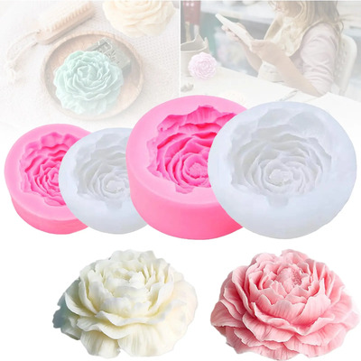 4 Molde Silicón De Flores Peonia Rosa Para Hacer Vela Jabón