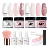 Azurebeauty Dip Powder Nail Kit Starter, Nude Pink Glitter T