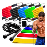 Kit Elásticos Treino Academia Exercício Extensor Corda Pular