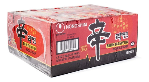 Ramen Coreano Nongshim Shin Ramyun Caja 16 Piezas De 120g