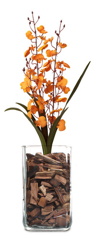 Vaso De Flor Artificial Orquidea Decorativa Chuva De Ouro Wh