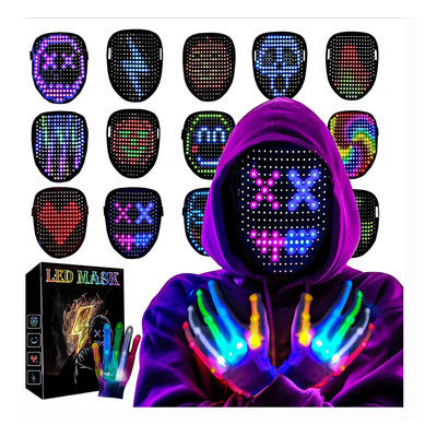 Máscara De Luz Led Con Detección De Gestos Para Halloween