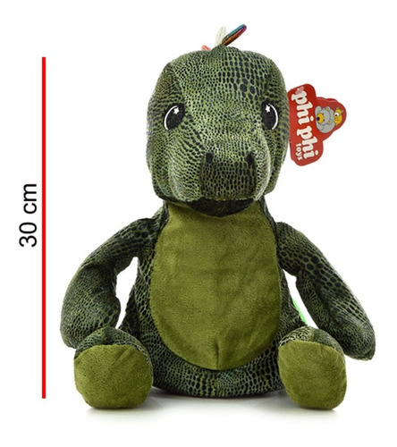 Mochila De Peluche Dinosaurio 30cm - Phi Phi Toys Color Verde