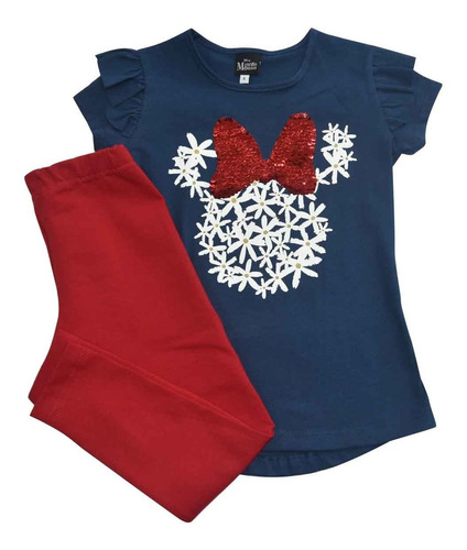 Conjunto Oficial De Minnie Para Niñas Lentejuela Reversible