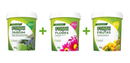 Kit 03 Adubo Fertilizante Forth Jardim Flores Frutas 400g