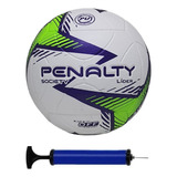 Bola Society Penalty Lider N4 + Bomba De Ar Cor Branco/verde