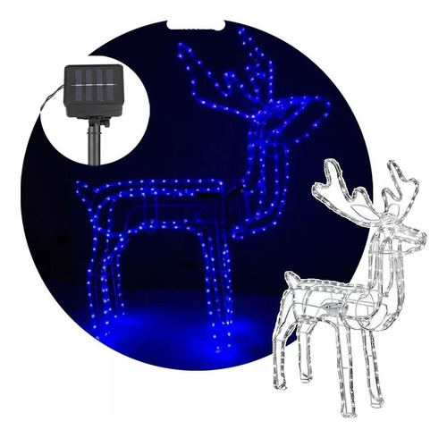 Reno Navideño Luz Led Solar Decorativo 90cm Navidad Color De Las Luces Azul