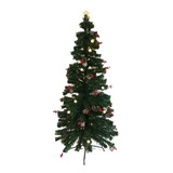 Árvore Natal Luxo 8 F. 30 Led Brq Pinhas Azevinhos 1,50m