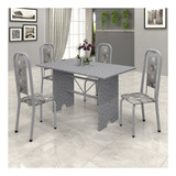 Conjunto De Mesa 120x75cm Tampo Granito Com 4 Cadeiras