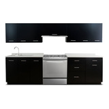 Cocina Integral Moderna Grenoble Izquierda 3.20m Negra.