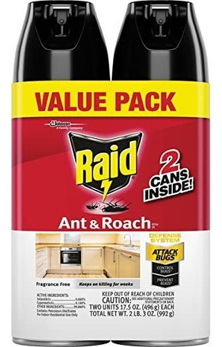 Raid Ant & Roach Killer Spray, Aroma Fresco Para Exte
