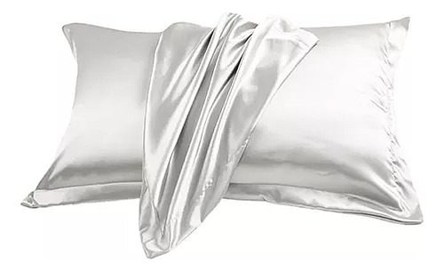 Funda Almohada Satin Tipo Seda Set X2 Unidades 76cm * 50cm Color Blanco