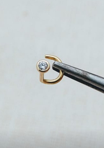 Aro Nariz Piercing Oro 18k Con Engarce De Cristal Swarovski