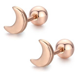 Finos Aretes Broquel Luna Oro 14k Lam Bolita Niña Adulto