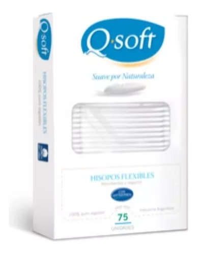 Q-soft Hisopo Cotonete 100 % Algodón Flexible X 75 Unidades