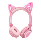 Auriculares Sunvito Cat Ear Cute Niños Headsets Con Led Flash Con Cable Mode Over-ear Plegable Niños Earphones Para Gi
