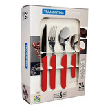 Juego Set 24 Cubiertos Tramontina Carmel Rojo Samihome