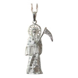 Dije Santa Muerte Plata925 Diamante Zirconia Regalo