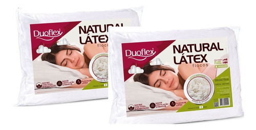 Kit 2 Travesseiros Natural Latex Flocos Duoflex 48x68cm