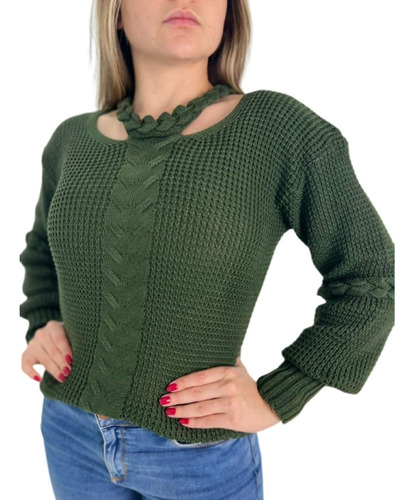 Blusa Frio Feminino Tricot Lançamento Blogueira Gola Tranças