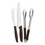 Kit Churrasco Inox 3 Peças Plenus Marrom Tramontina