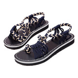 Sandalias Romanas Bohemias De Tacón Plano De Verano, Casual,