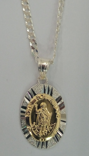 Exclusivo San Expedito Plata Fina Oro 18 Ktes Cadena Grumet