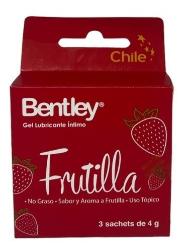 Gel Lubricante Sabor Y Aroma Frutilla 3 Sachet 4g