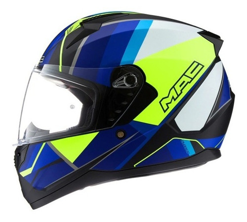 Casco Integral Moto Mac Bass Nirvana Negro Amarillo Azul