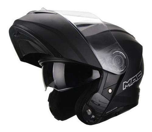 Casco Moto Rebatible Mac Rock Solid Negro Mate Pr