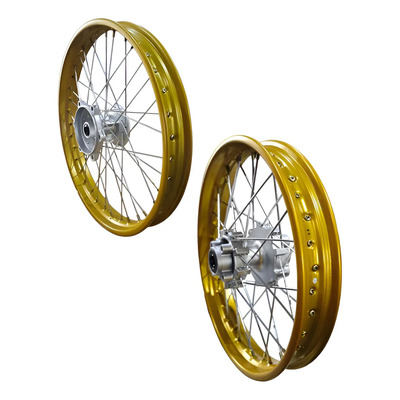 Par De Rines Del/tras Italika Dm300 Dorados Freno Disco Dorado